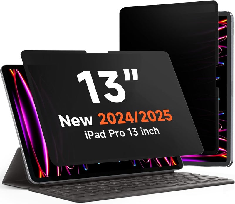 Mamol Upgrade 360° Privacy Screen Protector for Apple iPad Pro 13 inch 7th M4 2024/ 8th M5 2025, Magicsuction 4-Way Anti Spy Glare Blue Light Filter, High Sensitive/Bubble Free/Reusable - Image 1